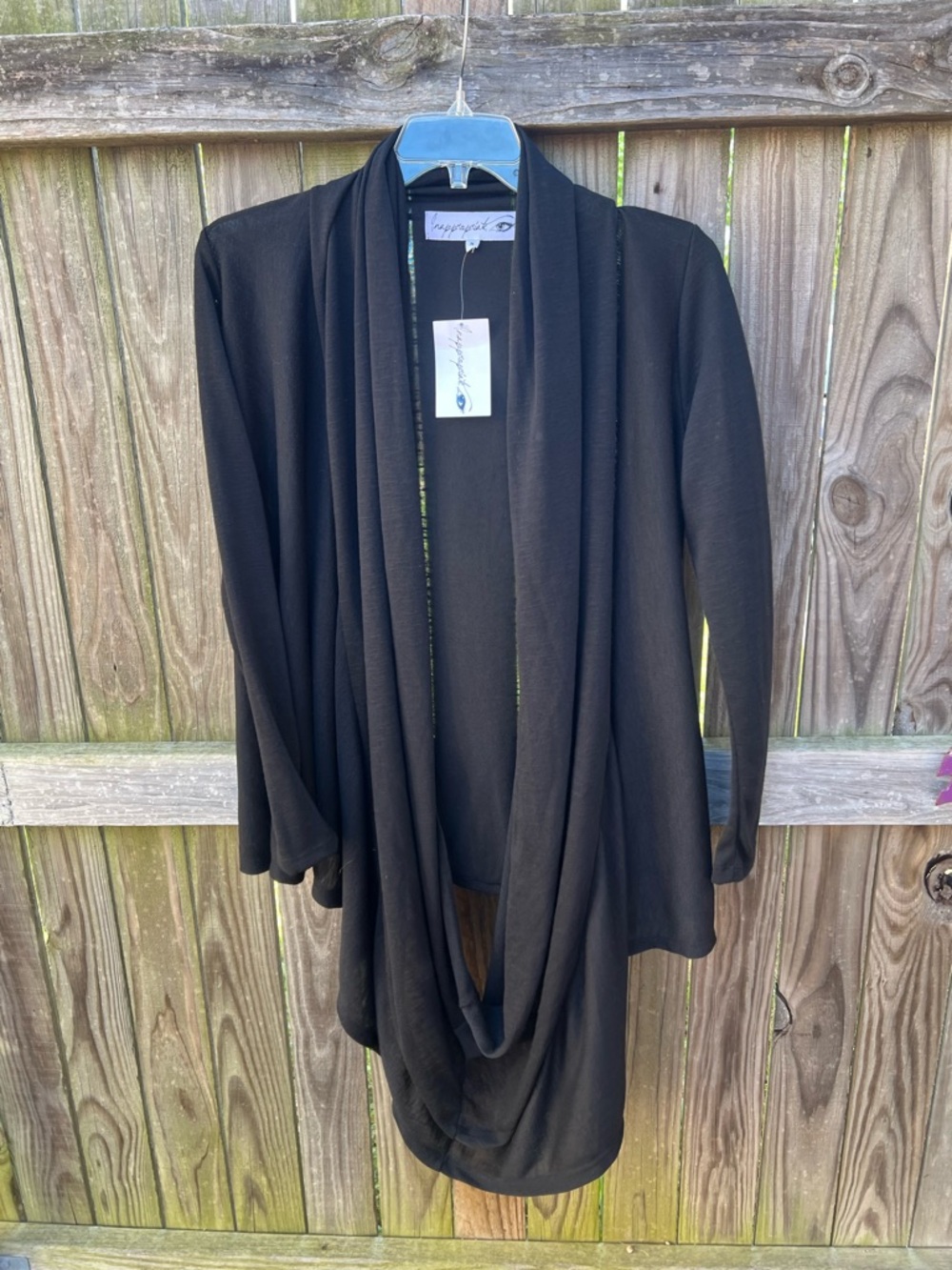 👗Black Draped Open-Front Women's knit Cardigan